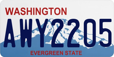 WA license plate AWY2205
