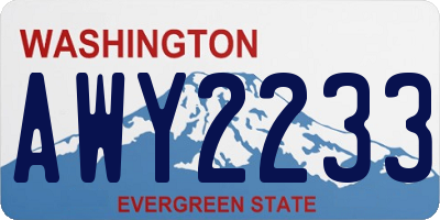 WA license plate AWY2233