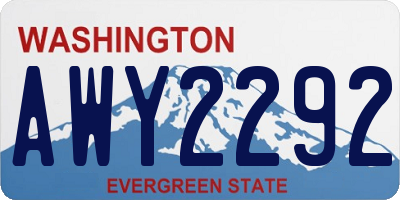 WA license plate AWY2292