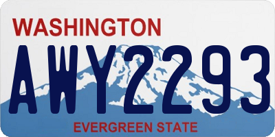 WA license plate AWY2293