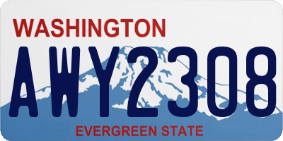 WA license plate AWY2308