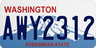 WA license plate AWY2312