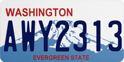 WA license plate AWY2313