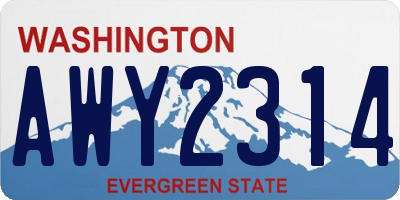 WA license plate AWY2314