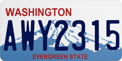 WA license plate AWY2315