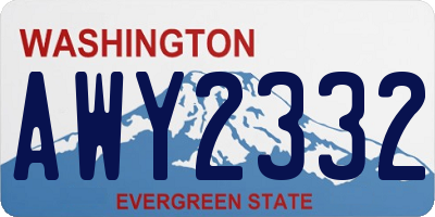 WA license plate AWY2332