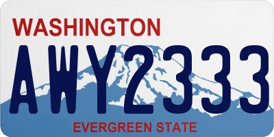 WA license plate AWY2333