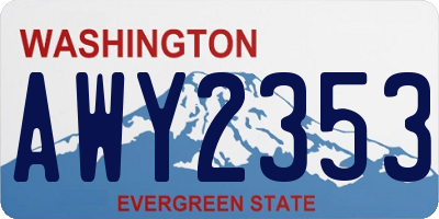 WA license plate AWY2353
