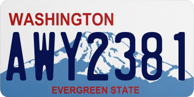 WA license plate AWY2381