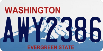 WA license plate AWY2386