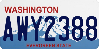 WA license plate AWY2388