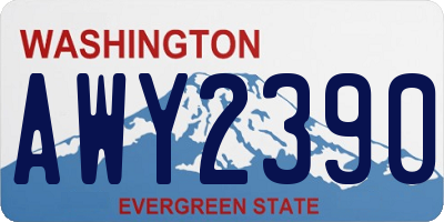 WA license plate AWY2390