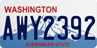 WA license plate AWY2392