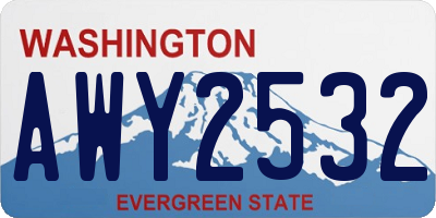 WA license plate AWY2532