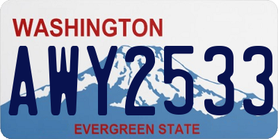 WA license plate AWY2533