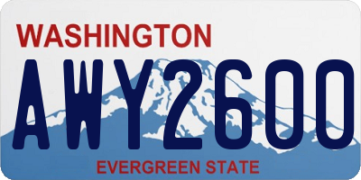 WA license plate AWY2600