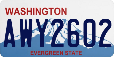 WA license plate AWY2602
