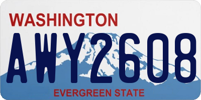 WA license plate AWY2608
