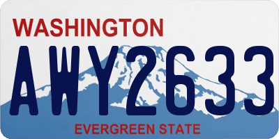 WA license plate AWY2633
