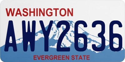 WA license plate AWY2636