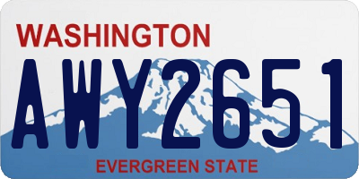 WA license plate AWY2651