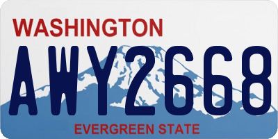 WA license plate AWY2668