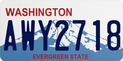 WA license plate AWY2718