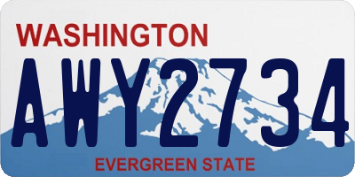 WA license plate AWY2734