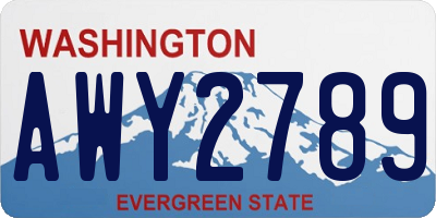 WA license plate AWY2789