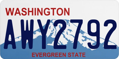 WA license plate AWY2792