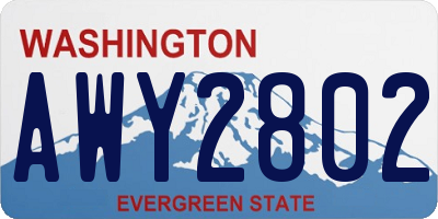 WA license plate AWY2802