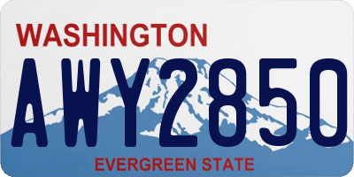 WA license plate AWY2850