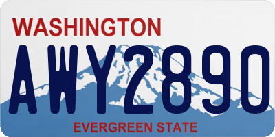 WA license plate AWY2890