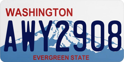 WA license plate AWY2908