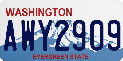 WA license plate AWY2909