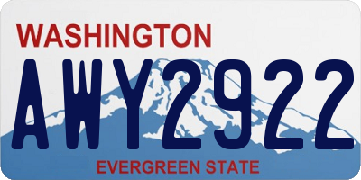 WA license plate AWY2922