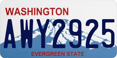 WA license plate AWY2925