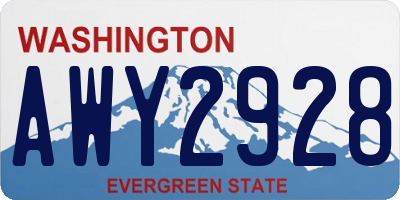 WA license plate AWY2928