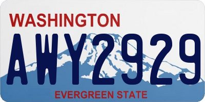 WA license plate AWY2929