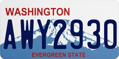 WA license plate AWY2930