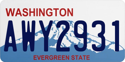 WA license plate AWY2931
