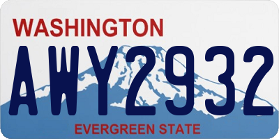 WA license plate AWY2932