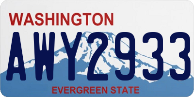 WA license plate AWY2933