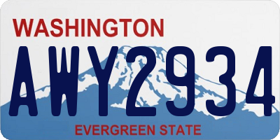 WA license plate AWY2934