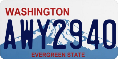WA license plate AWY2940