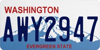 WA license plate AWY2947