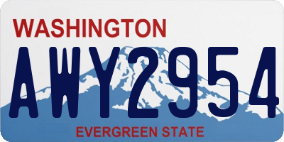 WA license plate AWY2954