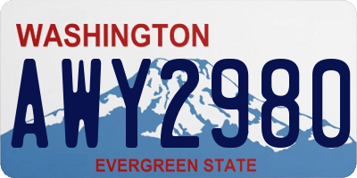 WA license plate AWY2980