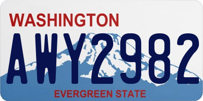 WA license plate AWY2982
