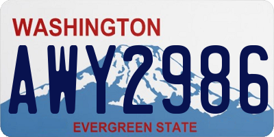 WA license plate AWY2986